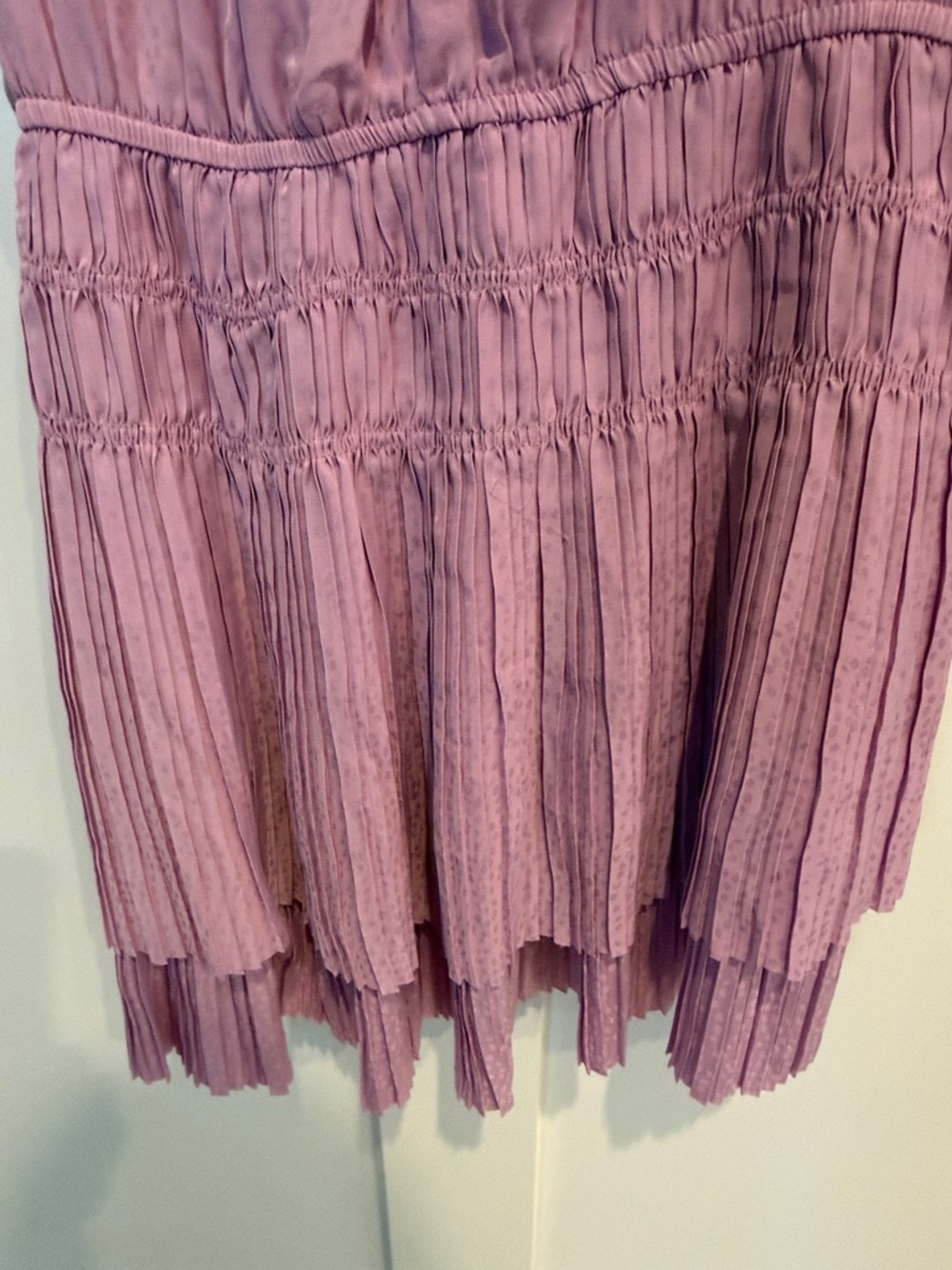 Current Air Mauve Tie-Neck Pleated Sleeve Mini Dress - Picture 4 of 5
